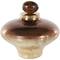 8.75" Beige, Gold & Copper Glass Wide Speckled Ombre Decorative Jar with Oval Top Knob